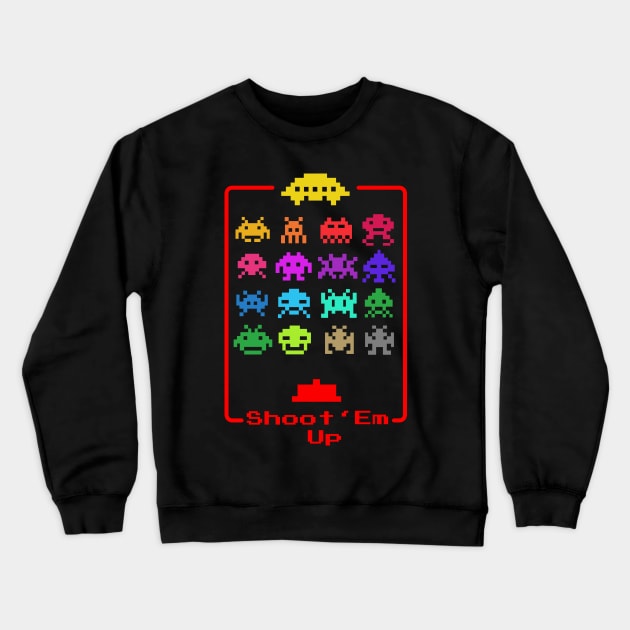 space invaders shoot em up Crewneck Sweatshirt by nataliawinyoto